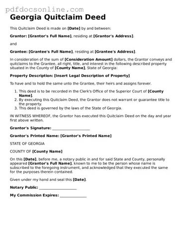 Attorney-Verified  Quitclaim Deed Form for Georgia