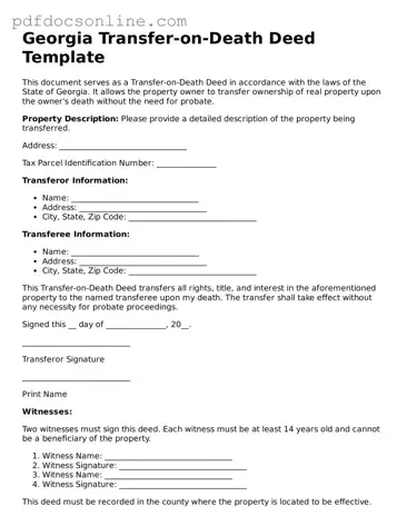 Attorney-Verified  Transfer-on-Death Deed Form for Georgia