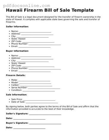 Attorney-Verified  Firearm Bill of Sale Form for Hawaii