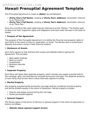 Attorney-Verified  Prenuptial Agreement Form for Hawaii