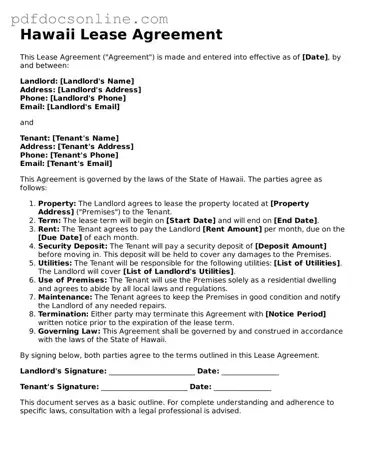 Attorney-Verified  Lease Agreement Form for Hawaii