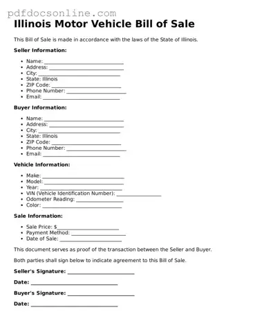 Attorney-Verified  Motor Vehicle Bill of Sale Form for Illinois