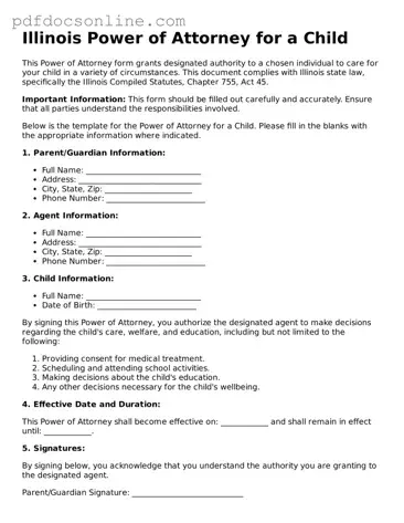 Attorney-Verified  Power of Attorney for a Child Form for Illinois