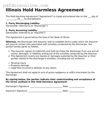 Attorney-Verified  Hold Harmless Agreement Form for Illinois