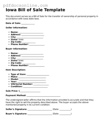 Attorney-Verified  Bill of Sale Form for Iowa