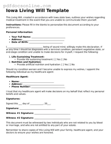 Attorney-Verified  Living Will Form for Iowa
