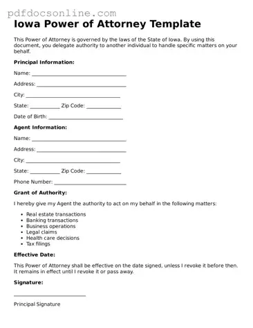 Attorney-Verified  Power of Attorney Form for Iowa