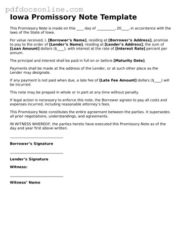 Attorney-Verified  Promissory Note Form for Iowa