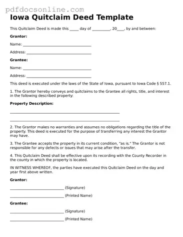 Attorney-Verified  Quitclaim Deed Form for Iowa