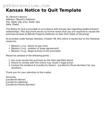 Attorney-Verified  Notice to Quit Form for Kansas