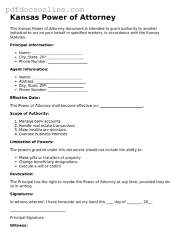 Attorney-Verified  Power of Attorney Form for Kansas