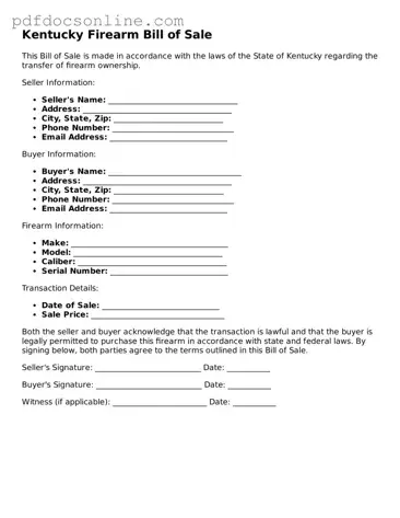 Attorney-Verified  Firearm Bill of Sale Form for Kentucky
