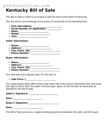 Attorney-Verified  Bill of Sale Form for Kentucky