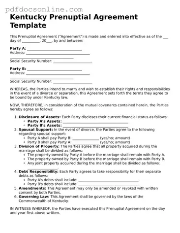 Attorney-Verified  Prenuptial Agreement Form for Kentucky
