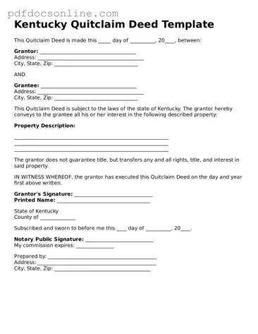 Attorney-Verified  Quitclaim Deed Form for Kentucky