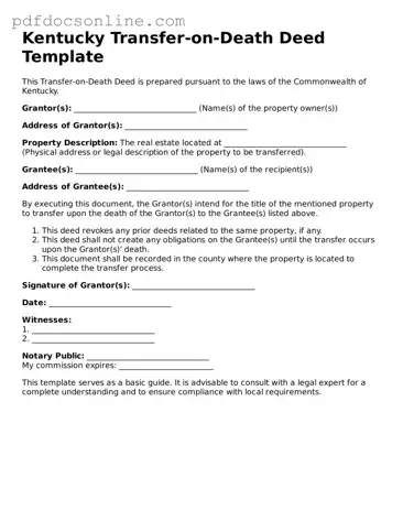 Attorney-Verified  Transfer-on-Death Deed Form for Kentucky