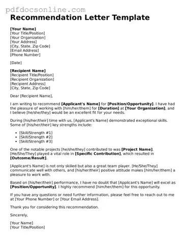 Free Recommendation Letter Template