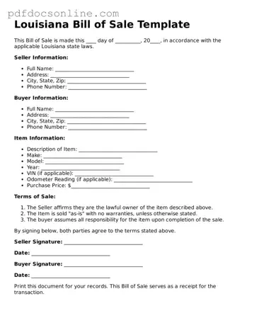 Attorney-Verified  Bill of Sale Form for Louisiana