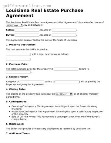 Attorney-Verified  Real Estate Purchase Agreement Form for Louisiana