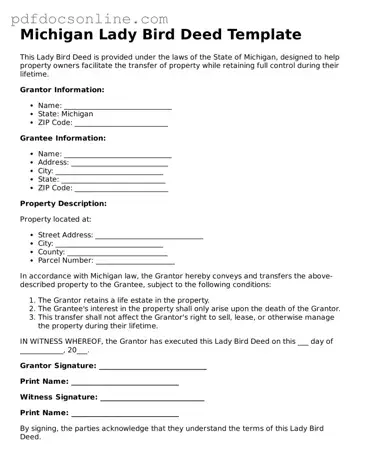 Attorney-Verified  Lady Bird Deed Form for Michigan