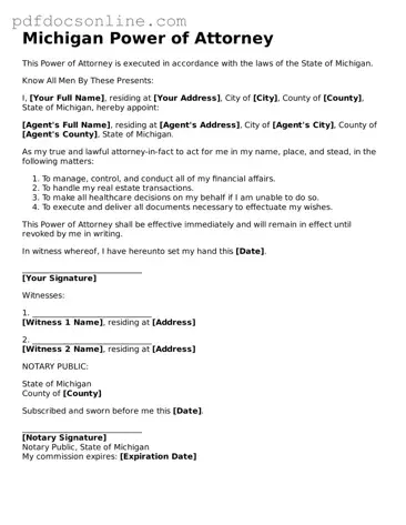 Attorney-Verified  Power of Attorney Form for Michigan