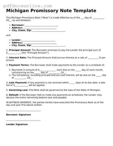 Attorney-Verified  Promissory Note Form for Michigan