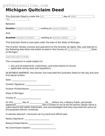 Attorney-Verified  Quitclaim Deed Form for Michigan