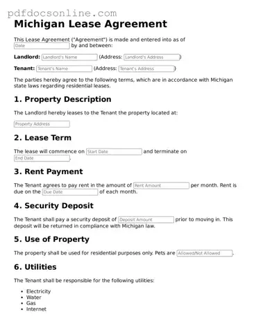 Attorney-Verified  Lease Agreement Form for Michigan