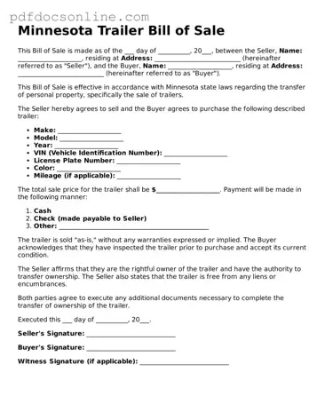 Attorney-Verified  Trailer Bill of Sale Form for Minnesota