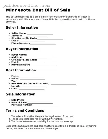 Attorney-Verified  Boat Bill of Sale Form for Minnesota