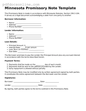Attorney-Verified  Promissory Note Form for Minnesota