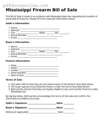 Attorney-Verified  Firearm Bill of Sale Form for Mississippi