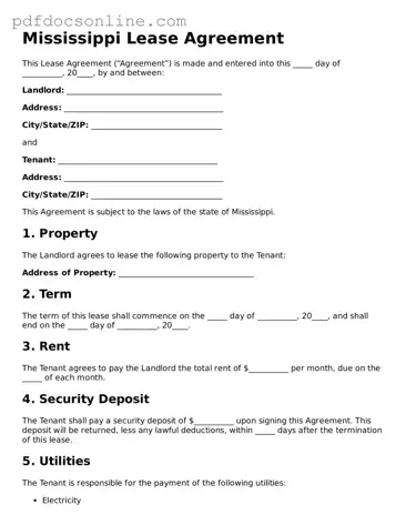 Attorney-Verified  Lease Agreement Form for Mississippi