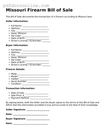 Attorney-Verified  Firearm Bill of Sale Form for Missouri
