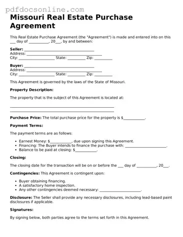 Attorney-Verified  Real Estate Purchase Agreement Form for Missouri