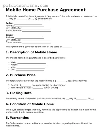 Free Mobile Home Purchase Agreement Template