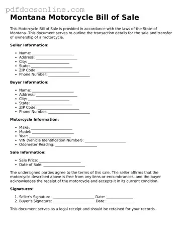 Attorney-Verified  Motorcycle Bill of Sale Form for Montana