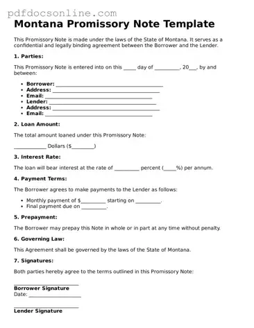 Attorney-Verified  Promissory Note Form for Montana