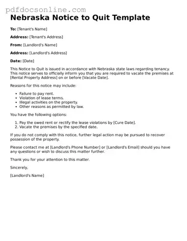 Attorney-Verified  Notice to Quit Form for Nebraska