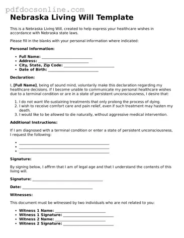 Attorney-Verified  Living Will Form for Nebraska