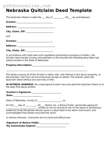 Attorney-Verified  Quitclaim Deed Form for Nebraska
