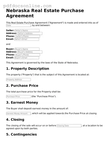 Attorney-Verified  Real Estate Purchase Agreement Form for Nebraska