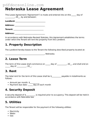 Attorney-Verified  Lease Agreement Form for Nebraska