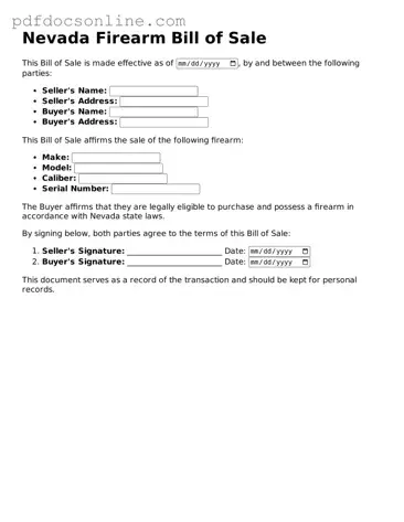 Attorney-Verified  Firearm Bill of Sale Form for Nevada