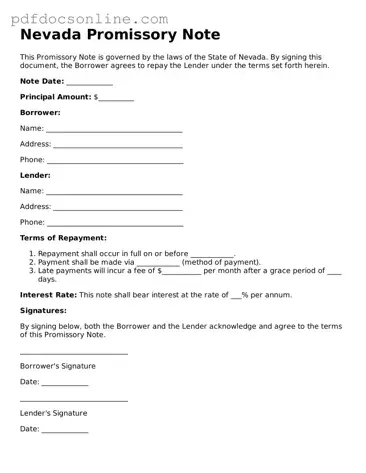Attorney-Verified  Promissory Note Form for Nevada