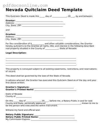 Attorney-Verified  Quitclaim Deed Form for Nevada
