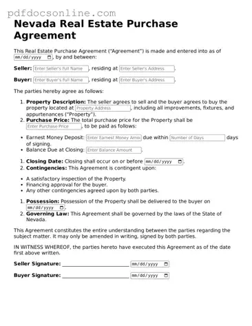 Attorney-Verified  Real Estate Purchase Agreement Form for Nevada