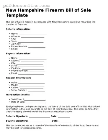 Attorney-Verified  Firearm Bill of Sale Form for New Hampshire