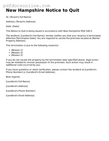 Attorney-Verified  Notice to Quit Form for New Hampshire