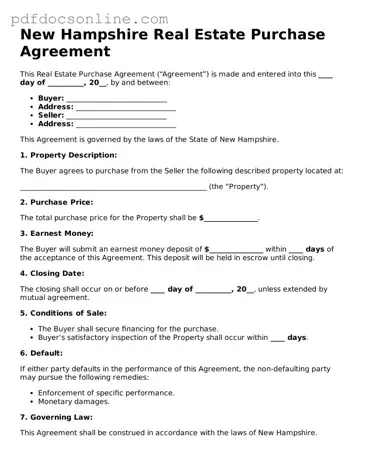 Attorney-Verified  Real Estate Purchase Agreement Form for New Hampshire